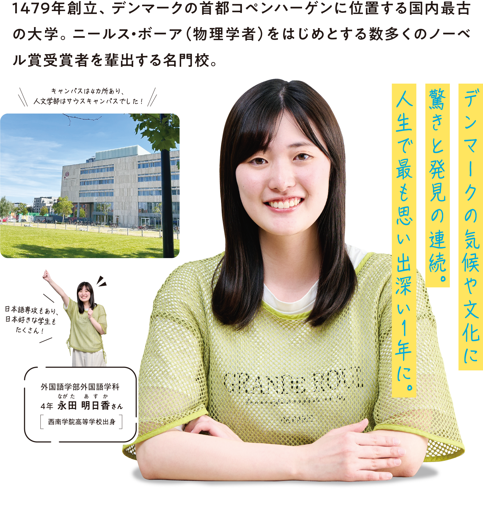 外国語学部外国語学科 4年 永田 明日香さん （西南学院高等学校出身）