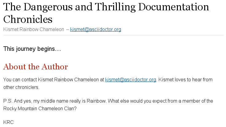 Author and email attributes