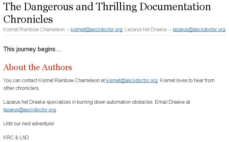 Multiple author and email attributes