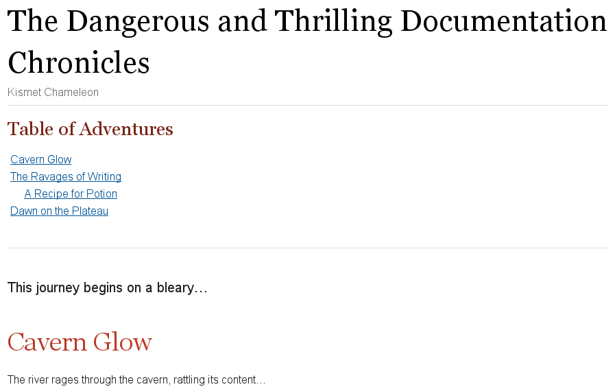 Table of contents title