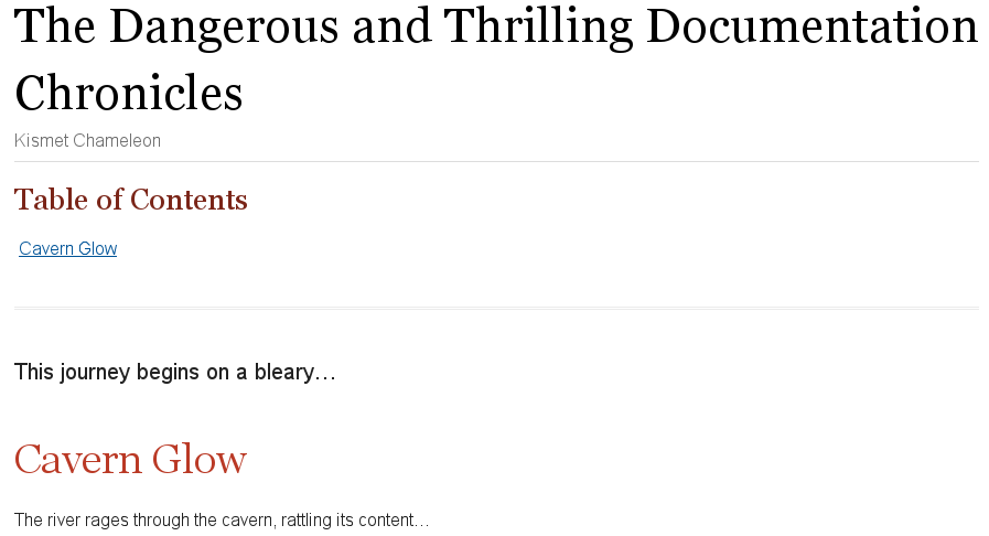 Default table of contents