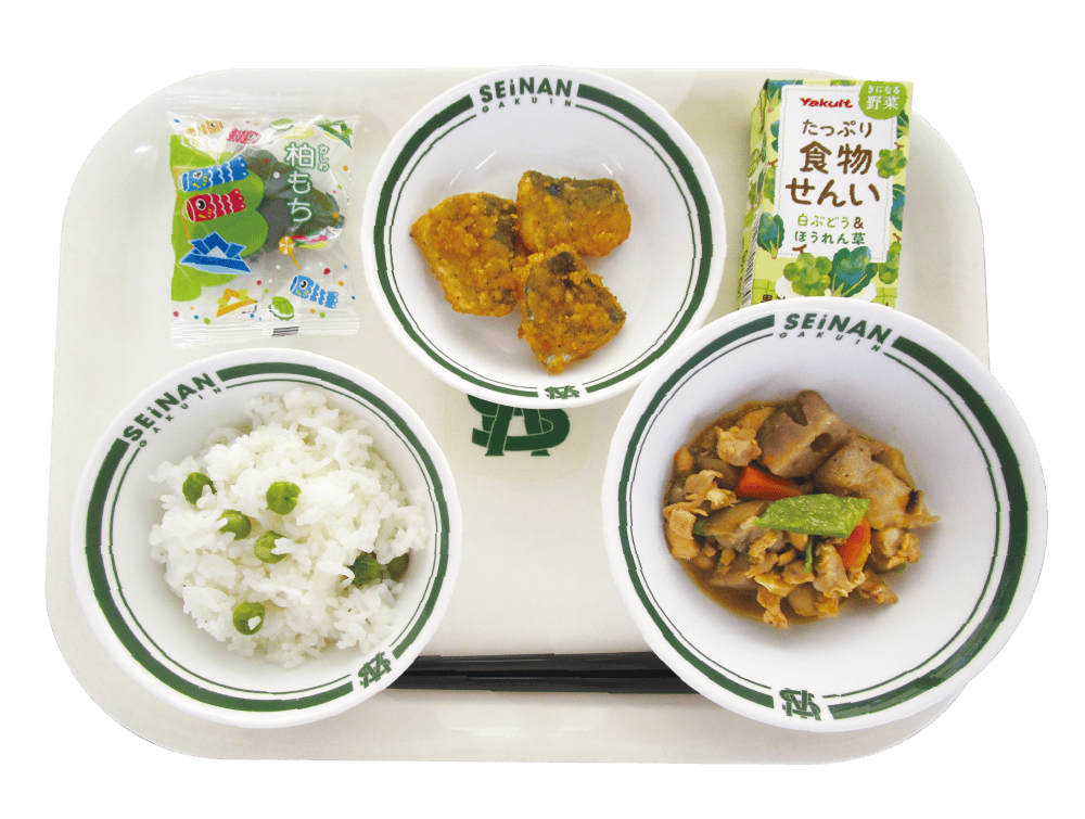 グリーンピースを取り入れた給食の献立