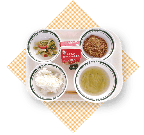 ぶりの魚ロッケを取り入れた給食の献立